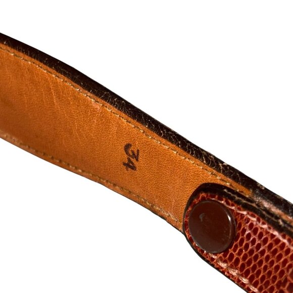 Vintage Falconhead Brown Leather Silver Belt Sz 34 Original Embossed Snakeskin - Picture 7 of 10